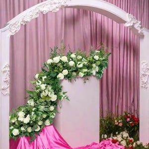 Artificial White Rose Flower Garland,Wedding Table Flower Garland,Wedding Flowers Row,Wedding Arch Decor,Wedding Aisle Flower Runner
