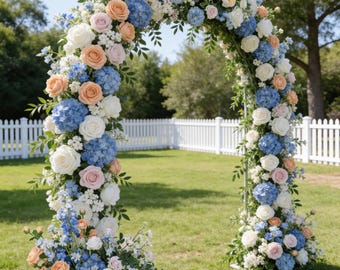 Hydrangea Rose Flower Arch,Wedding Flower Arrangemen,Romantic Wedding Ceremony Backdrop Decor
