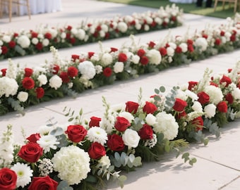 Wedding Ceremony Floor Flower,Wedding Runner Floral,Altar Decor,Artificial Flower Arrangement Arch,Bridal Shower Wedding Decor