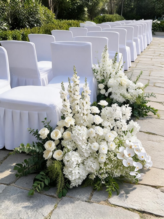 White Hydrangea Flower Ground Flower,Wedding Floral Floor Arrangement,Aisle Flower Decoration,Wedding Bridal Shower Sweettable Decor
