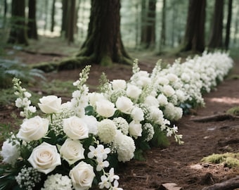 White Flower Garland,Table Flower Runner,Wedding Flower Arch,White Flower Ground