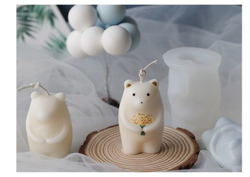 Candle Molds For Soy Wax,Cartoon Candle Mold,Cartoon Silicone Mold,Geometric Bear Resin Mold,Casting Mold for Resin Art Home Decor