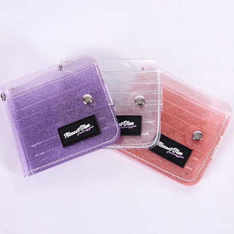 Glitter Jelly Wallet ID Holder with Lanyard 