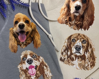 Custom Embroidered Pet Portrait Crewneck | Personalized Pet Sweatshirt – Custom Pet Face Apparel Gift