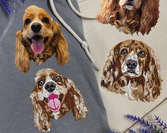 Custom Embroidered Pet Portrait Sweatshirt | Personalized Dog Cat Face Apparel