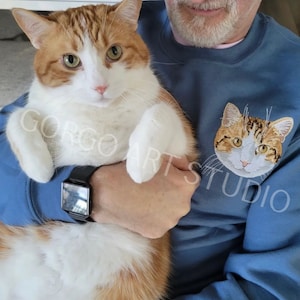 Embroidered pet portrait unisex hoodie sweatshirt - Custom Pet Gift, Dog Mom Gift, Cat Mom,Personalized Pet Memorial gift