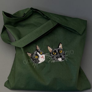 Embroidered pet canvas tote bag - custom personalized pet portrait