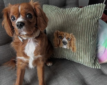 Embroidered Pet Portrait Pillow: Custom Dog/Cat Memorial Gift