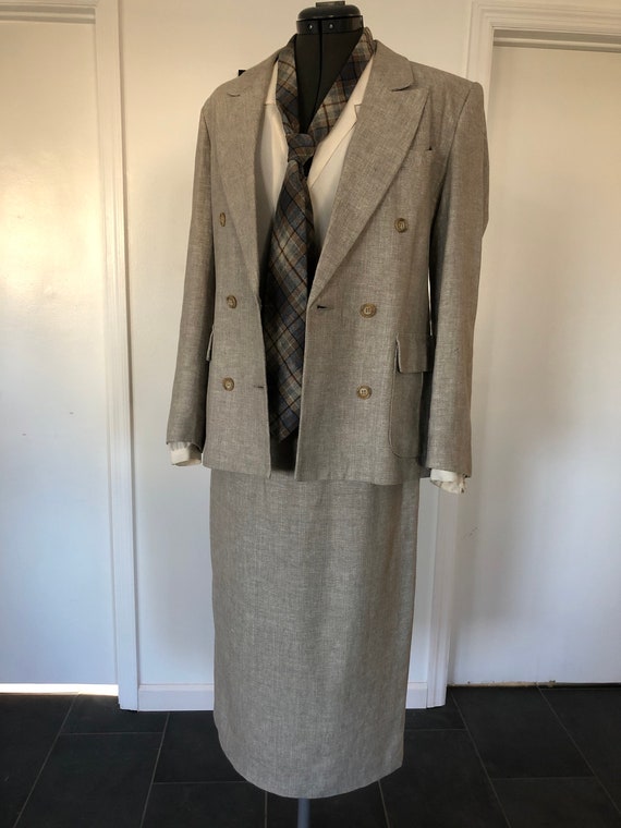 Vintage Linen Skirt Suit