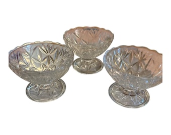 Vintage Anchor Hocking EAPG Set of 3 Sherbet, Ice Cream, Dessert Cups