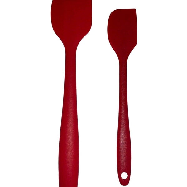 2pcs Silicone Spatulas Heat Resistant Rubber Turner for Cooking Baking Dark Red