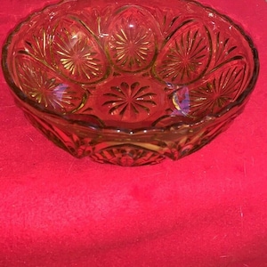 Vintage Stars  Cameo/medallion Amber Bowl By Anchor Hocking