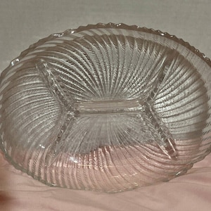 Vintage swirled glass divided relish dish