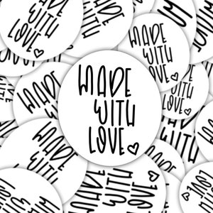 Aufkleber | Magnet | Hergestellt mit Liebe Sticker | Kreis Sticker | wasserfester Aufkleber | mit Liebe hergestellter Magnet