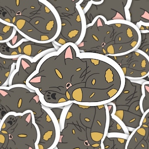 Sticker | Magnet | Calico cat sleeping sticker | curled up cat sleeping sticker | waterproof sticker | cat magnet | sleeping cat magnet