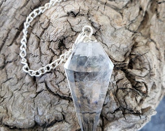 Clear Quartz Crystal Pendulum with Chain