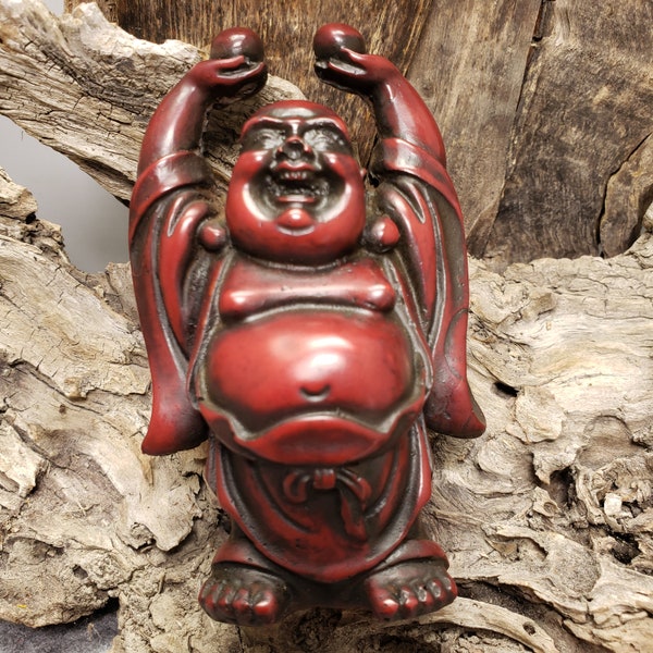 Happy Buddha with Hands Raised to the Sky. Two Styles. 4.5 Inches