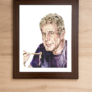 Estampa de Anthony Bourdain pintada à mão