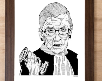 Ruth Bader Ginsburg - Handritat konsttryck