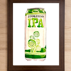 Fiddlehead IPA - lata de cerveja pintada à mão impressa