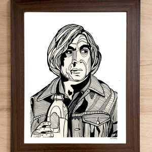 Anton Chigurh- Hand Drawn No Country for Old Men Art Print, 8x10 or 5x7, black and white or orange