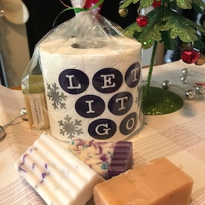 Carta igienica natalizia con saponetta agli oli essenziali / Regalo di festa / Regalo bavaglio / Babbo Natale segreto / Elefante bianco / Regalo di oli essenziali