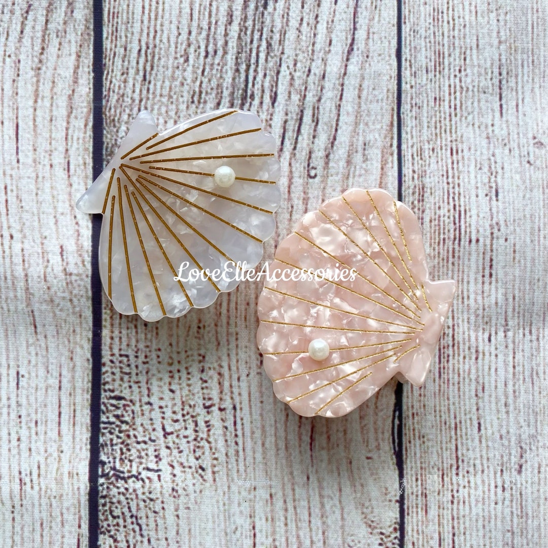 Shell Claw Hair Clip With Pearl for Girl Women Ocean Hair - Etsy