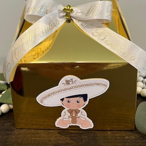 Caja de regalo con cinta 40x30x12 cm blanca/oro - 10 unidades - RETIF