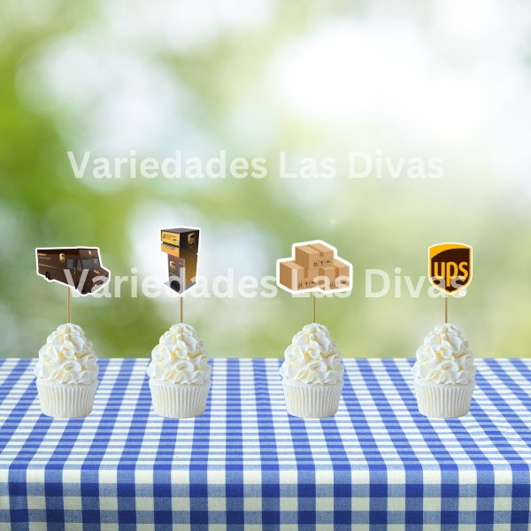 UPS Cupcake toppers 12pc, UPS Retirement cupcake toppers, cake toppers, Treat toppers, United Parcel Services picks, ups freight,