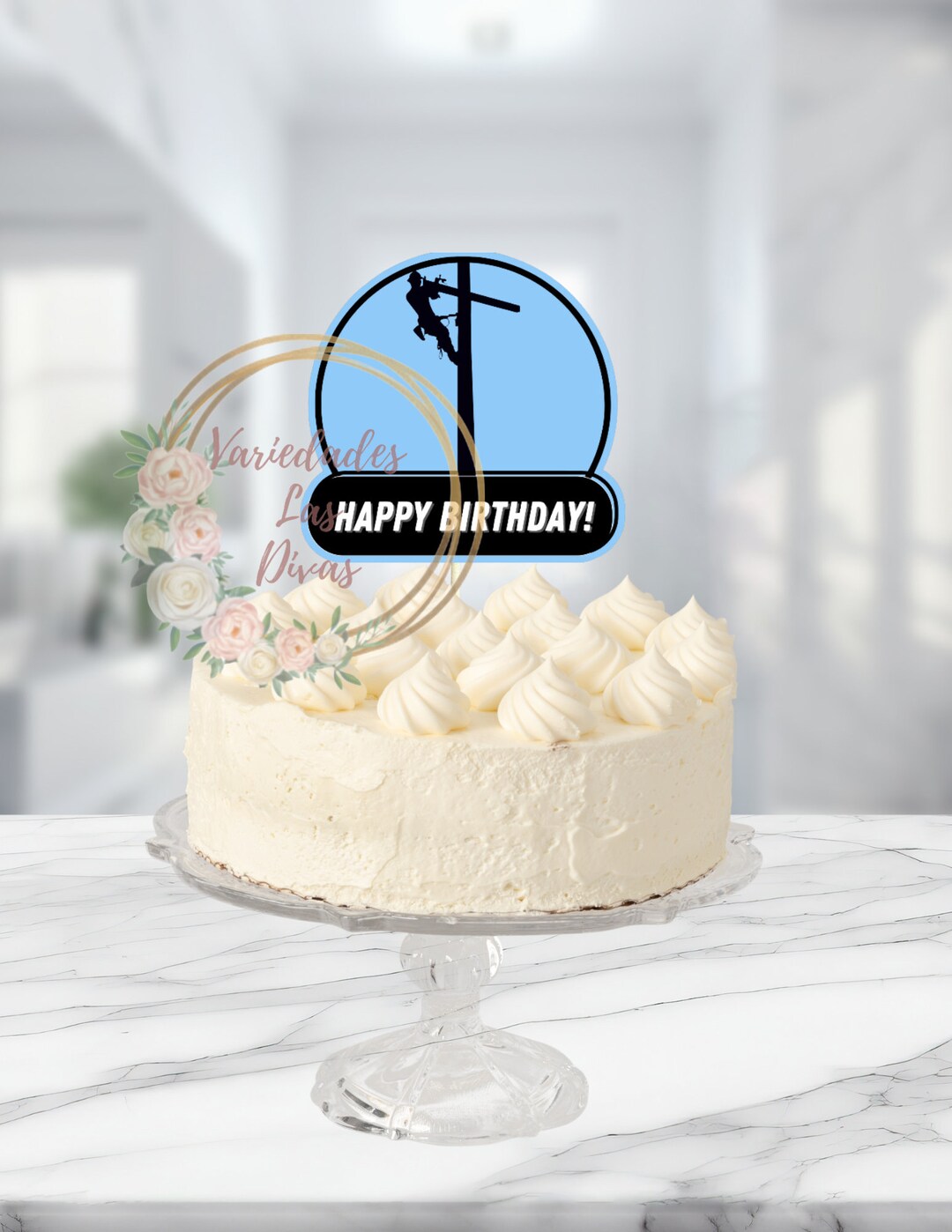 Lineman Birthday Cake Topper, Happy Birthday Lineman, Personalized ...