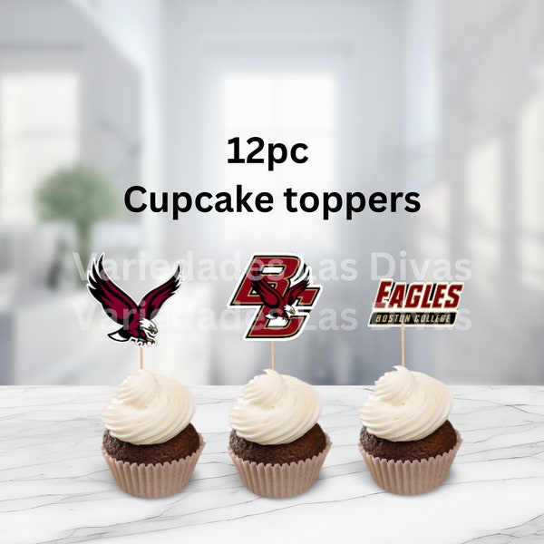 College inspired Cupcake toppers 12pc, Ring day, Graduation decor, College, Eagles, Boston, college bound