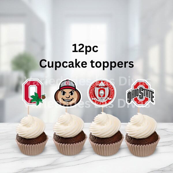 University Inspired Cupcake toppers, Ohio, College bound, alumni, graduation decor, State, team spirit, game day, ring ceremony, Columbus