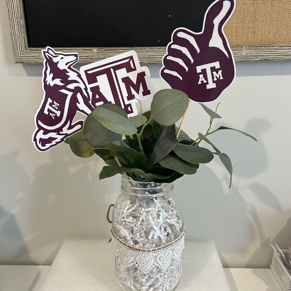 Ring Day Centerpiece picks 3pc, Aggie Day, Aggie Graduation, College Decor, Cake toppers, Party Picks, Photo props, Texas College bound