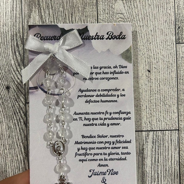 12 pièces Recuerdo de boda, Souvenir de mariage, Chapelet de mariage, Nuestra boda, Nos cadeaux de mariage, Oración de boda, Carte de prière, Cartes de cadeau de mariage