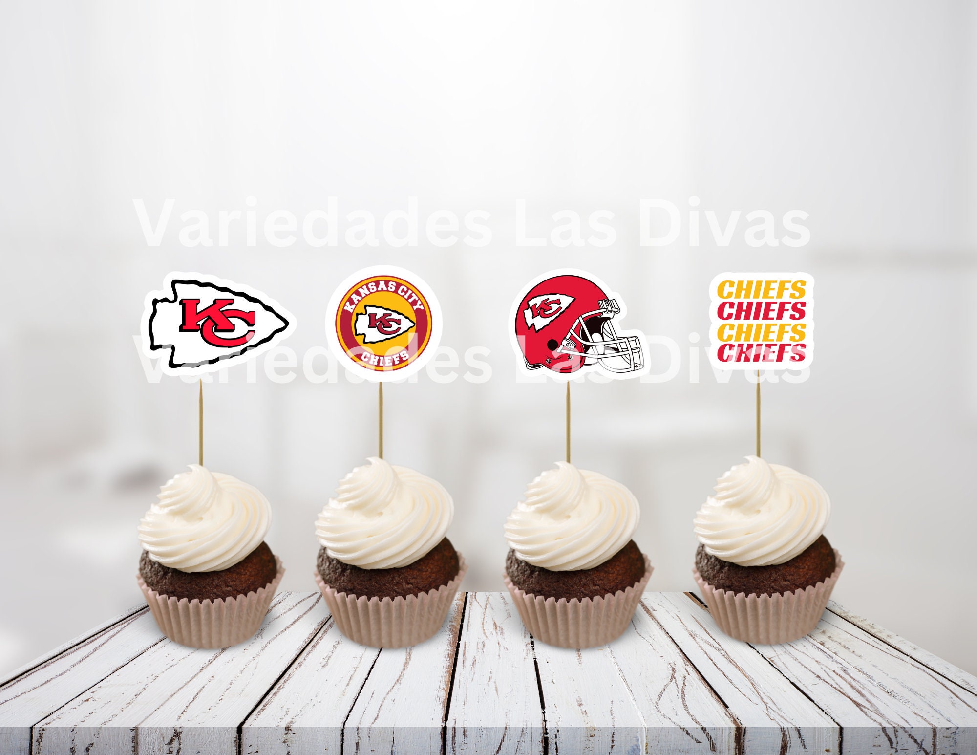 Kansas City Chiefs Cupcake Toppers 12pc Chiefs Cupcake - Etsy