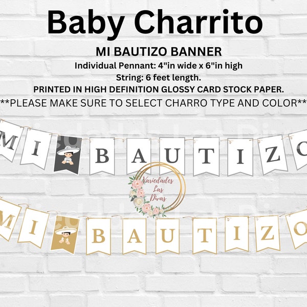 Mi Bautizo Banner, Banderin  Bautizo, Charrita, Baby Charro, Charro boy, Baptism decor, Wall decor, Mi Bautizo Guirnalda, Religious, Spanish