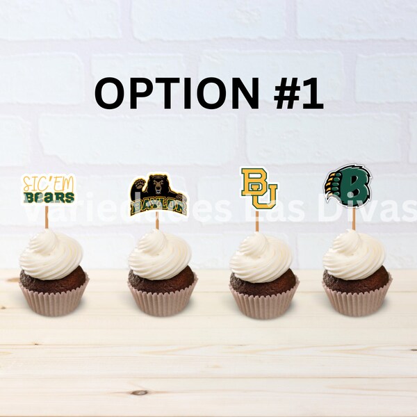 University Cupcake toppers 12pc, Graduation, Party picks, treat toppers, Charcuterie board picks, Bears party decor, College football