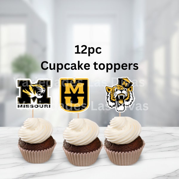 University Inspired Cupcake toppers, Tiger, Black and yellow, Missouri, Graduation cupcake toppers, college bound, Alumni, class of 2024