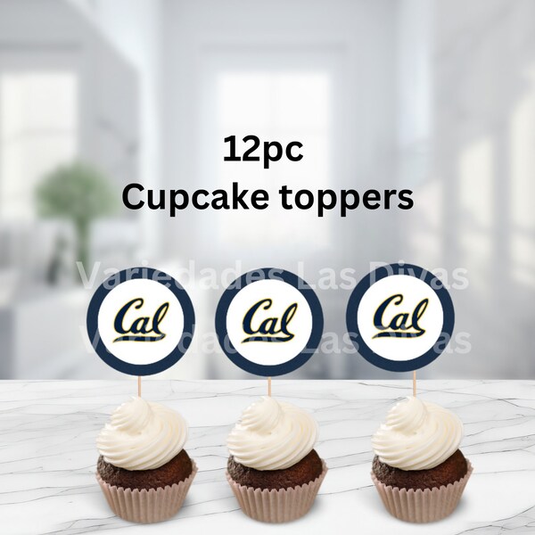 University inspired cupcake toppers, Cal, Golden bears , treat toppers, tailgate, college football, ring day, Graduation, California, State