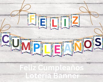 Loteria Feliz Cumpleaños Banner, Birthday banner, Bingo party decor, Mexican bingo, Loteria fiesta decorations, Loteria inspired birthday