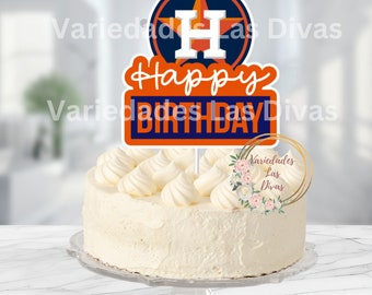 Baseball Inspired Cake topper, Sports birthday party decor, Personalized cake topper, Houston