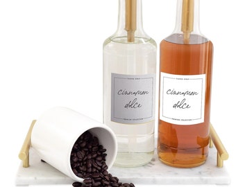 Coffee Syrup Labels Flavor Syrup Square Rectangle • Customizable • Minimal Modern • Handwriting • Home Coffee Bar Cocktails Mixed Drink S10