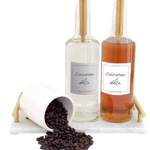 Coffee Syrup Labels Flavor Syrup Square Rectangle • Customizable • Minimal Modern • Handwriting • Home Coffee Bar Cocktails Mixed Drink S10