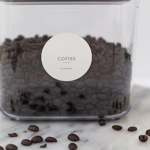 Modern Circle Pantry Food Labels • Customizable •  Round 2&quot; 2 inch • Staples Coffee Sugar • Minimalist Home Storage Organization Mason Jar