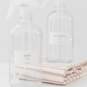 12 Modern Household Cleaner Rectangle Organization Labels • Customization • Water Oil Resistant • Home Organization • Dish Hand Soap Glass
