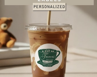 Luxury Birthday Coffee Cup Sticker, Ralph Coffee Birthday Label, Green Ralph Coffee Polo Theme, RL Bear Coffee Cup Sticker, Coffee Shop Logo