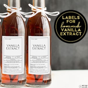 Modern Vanilla Extract Labels • Customizable Rectangle Modern Label • Water Resistant • Homemade Vanilla Holiday Gift Wedding Favor VE14