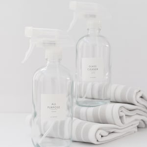 Set: 12 Modern Household Cleaner 1.8&quot;  Square Organization Label • Customization  • Home Organization • Glass Cleaner Hand Dish Soap Minimal