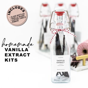 Homemade Vanilla Extract Kits & Custom Labels • DIY Artisan Vanilla Extract Kit for Holiday, Teachers, Baker, Host Hostess Housewarming Gift