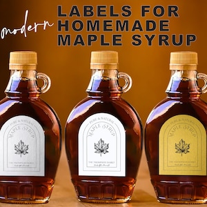 12 piece Maple Syrup Labels • Customizable • Arch Dome Shape • Modern Label • Homemade Holiday Gift Wedding Favor